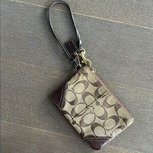 Coach Signature Wristlet in Brown
